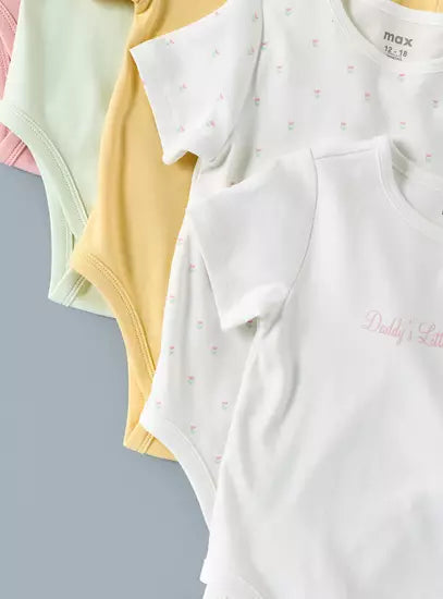 Pack of 5 - Floral Print Cotton Bodysuit