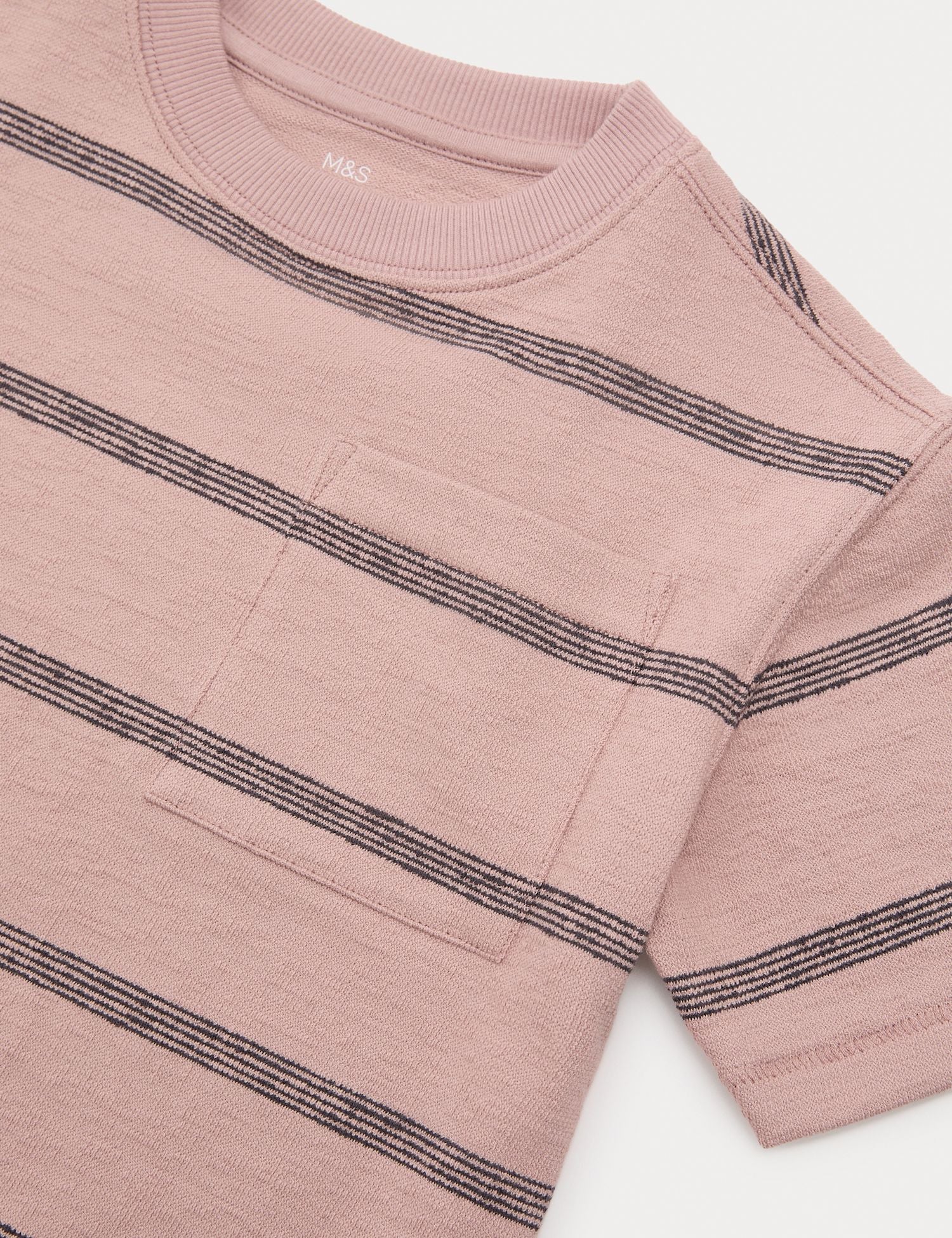 Pure Cotton Striped Textured T-Shirt (2-8 Yrs)