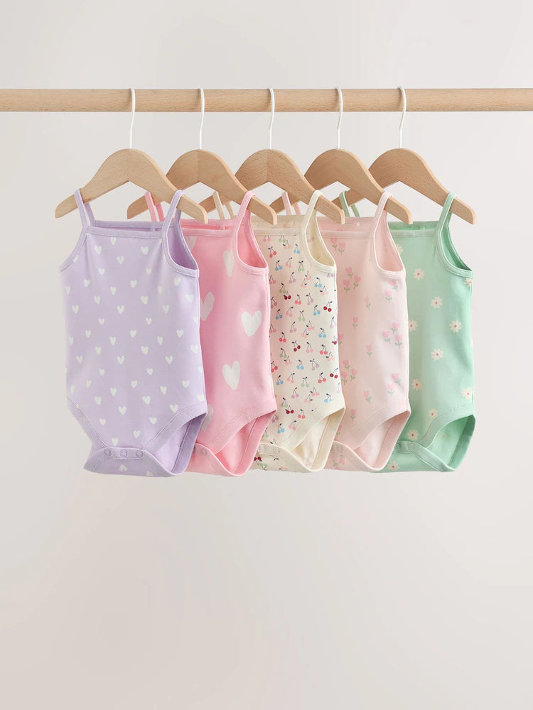 Pink Vest Baby Bodysuits 5 Pack