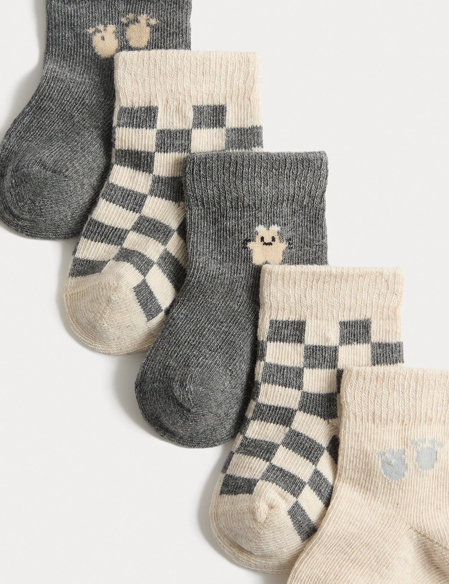 5 Pack Cotton Rich Little Monster Baby Socks