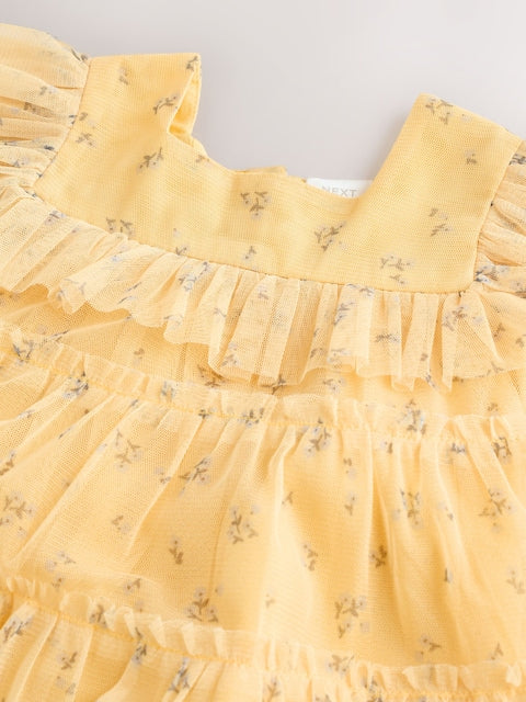 Yellow Ditsy Baby Mesh Dress (0mths-2yrs)