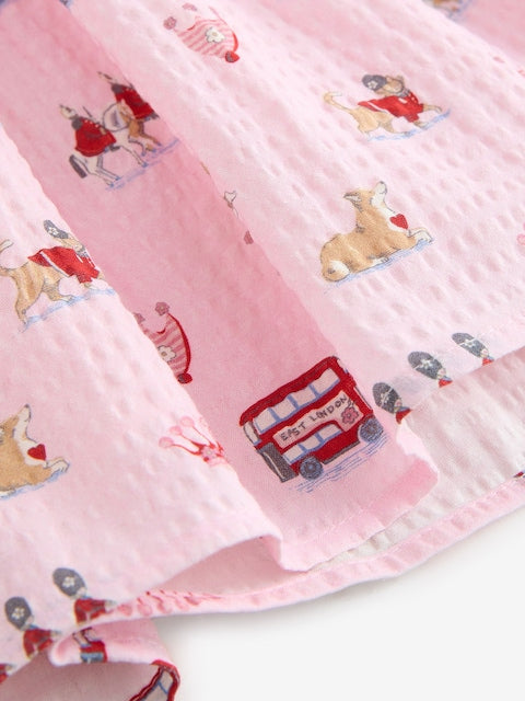 Cath Kidston Pink London Print Bow Front Prom Dress (3mths-8yrs)
