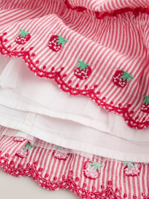 Red Strawberry Baby Tiered Woven Dress and Knickers Set 2 Piece (0mths-2yrs)