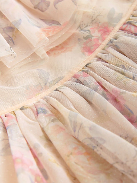 Cream Ruffle Collar Mesh Dress (3mths-7yrs)