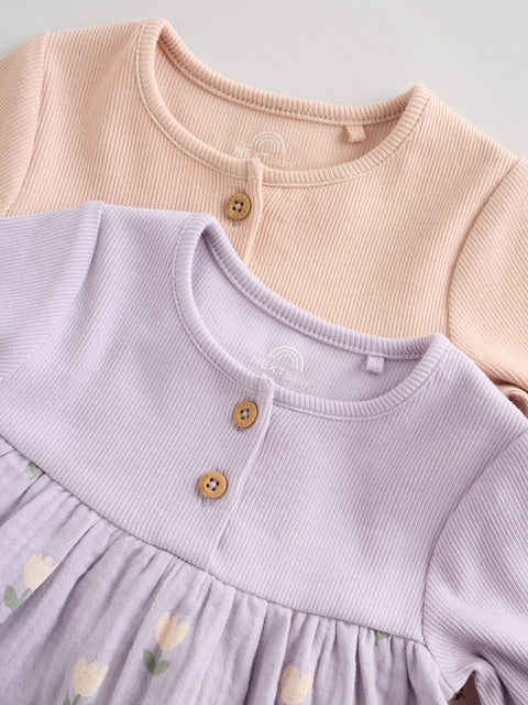 Purple/Pink Baby Woven Dress 2 Pack (0mths-3yrs)