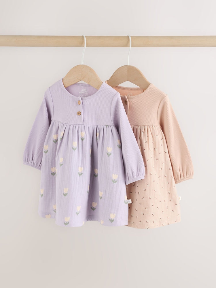 Purple/Pink Baby Woven Dress 2 Pack (0mths-3yrs)