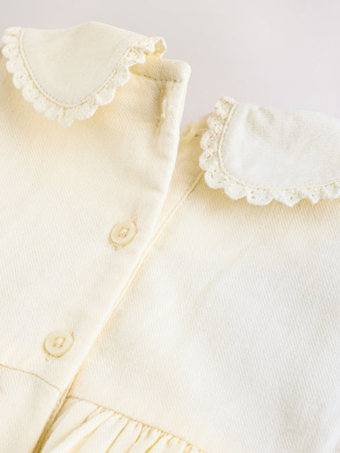 Cream Baby Embroidered Long Sleeve Dress and Knickers Set 2 Piece (0mths-2yrs)