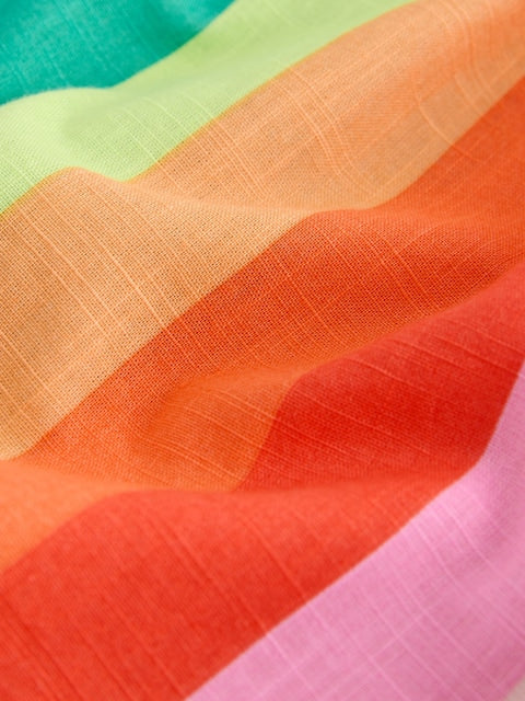 Rainbow Stripe Ric Rac Frill Sleeve Dress (3mths-8yrs)