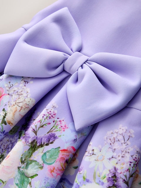 Lilac Floral Scuba Occasion Dress (3mths-7yrs)