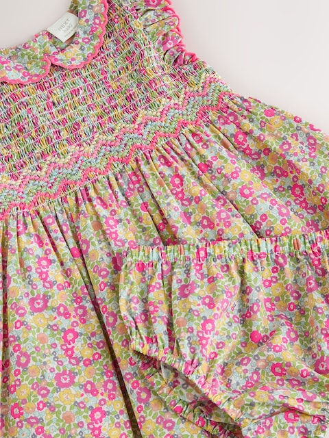 Pink Floral Woven Baby Dress and Knickers Set 2 Piece (0mths-2yrs)