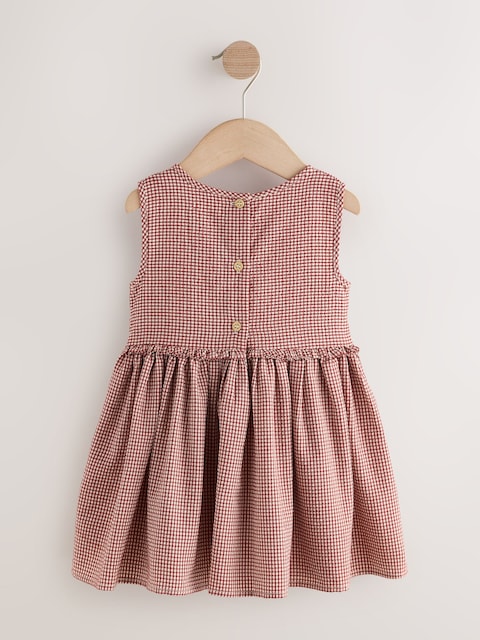 Chocolate Brown Gingham Corsage Dress (3mths-8yrs)