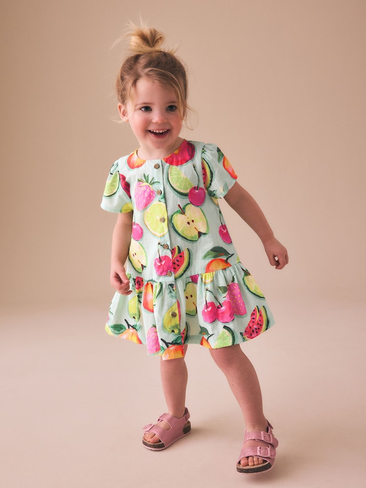 Fruit Print Short Sleeve Cotton Dress (3mths-8yrs)