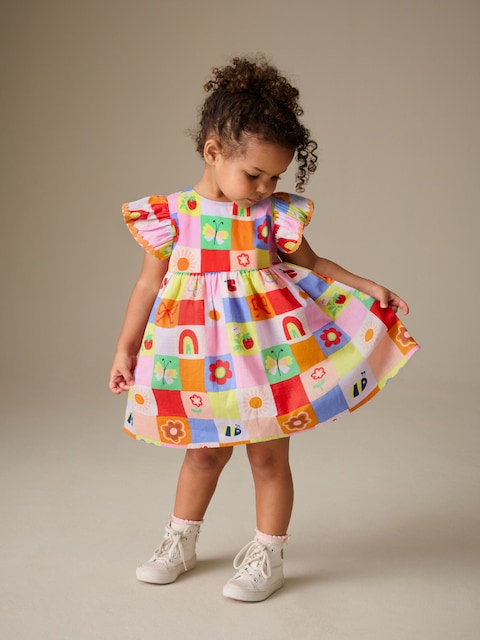 Multi Character Ric Rac Frill Sleeve Dress (3mths-8yrs)