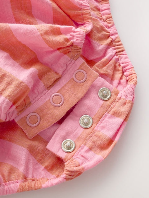 Pink Stripe Woven Baby Dress With Intergrated Bodysuit (0mths-2yrs)