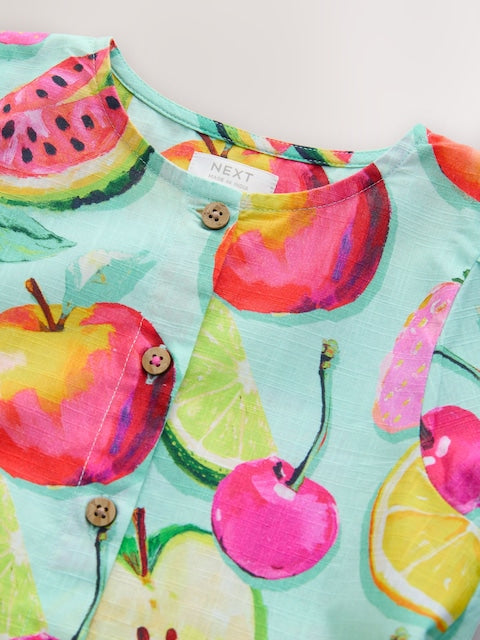 Fruit Print Short Sleeve Cotton Dress (3mths-8yrs)