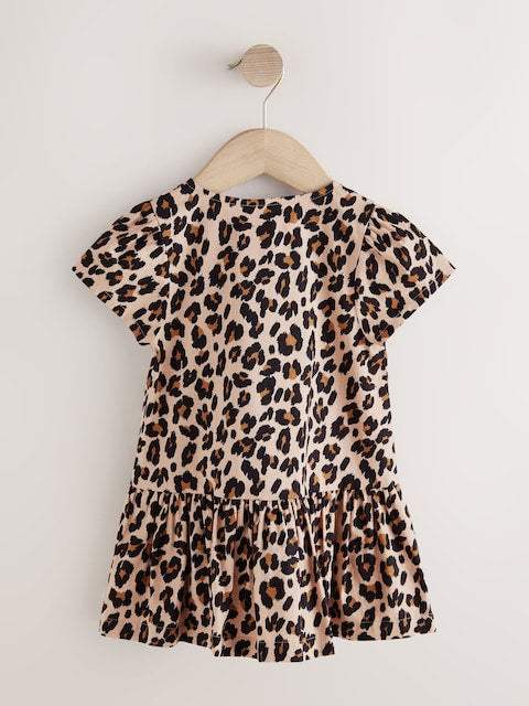 Animal Print Short Sleeve Cotton Dress (3mths-8yrs)