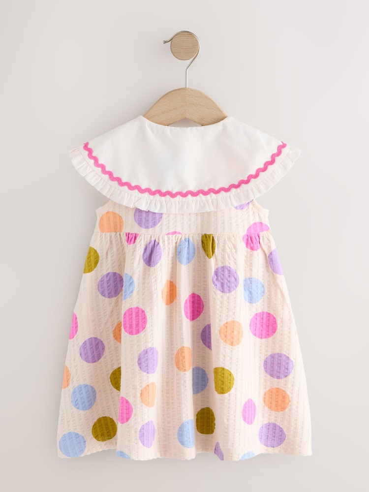 Rainbow Spot Collared Summer Dress (3mths-7yrs)