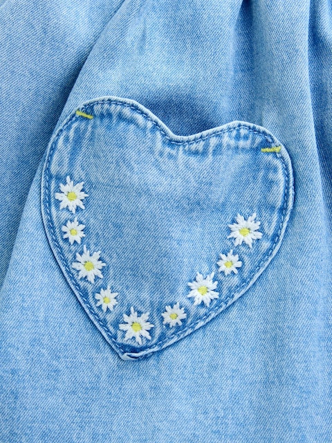 Mid Blue Denim Frill Sleeve Dress (3mths-8yrs)