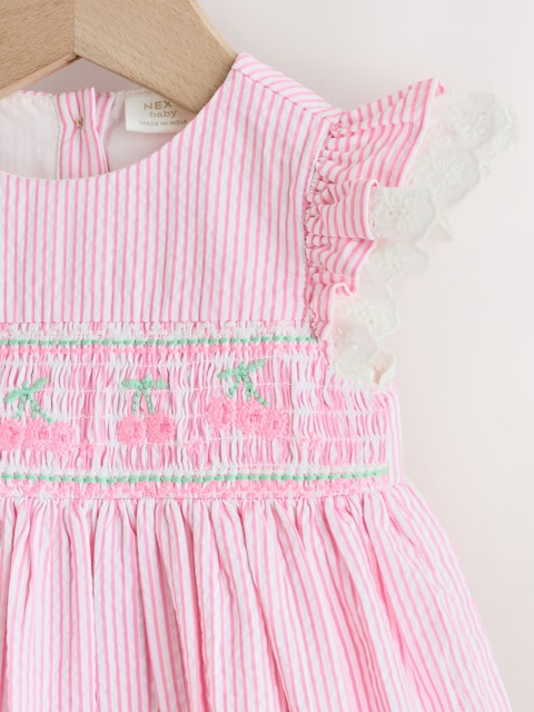 Pink Stripe Woven Baby Dress and Knickers Set 2 Piece (0mths-2yrs)