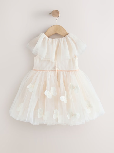 White Ruffle Collar Mesh Dress (3mths-7yrs)