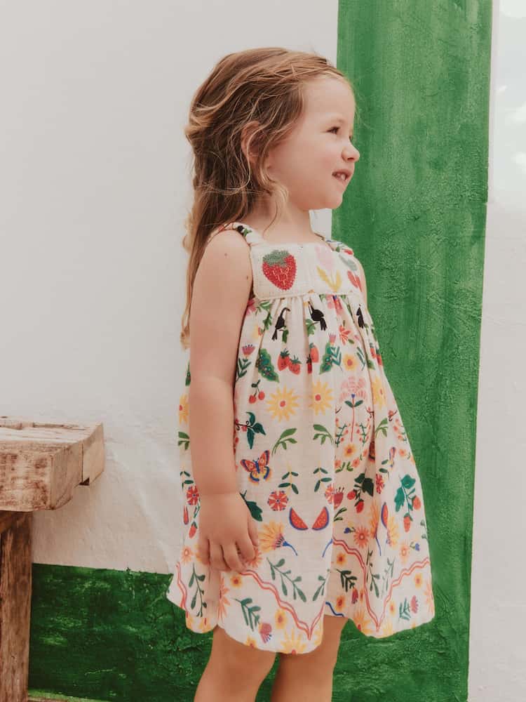 Mirror Print Crochet Trim Textured Dress (3mths-8yrs)