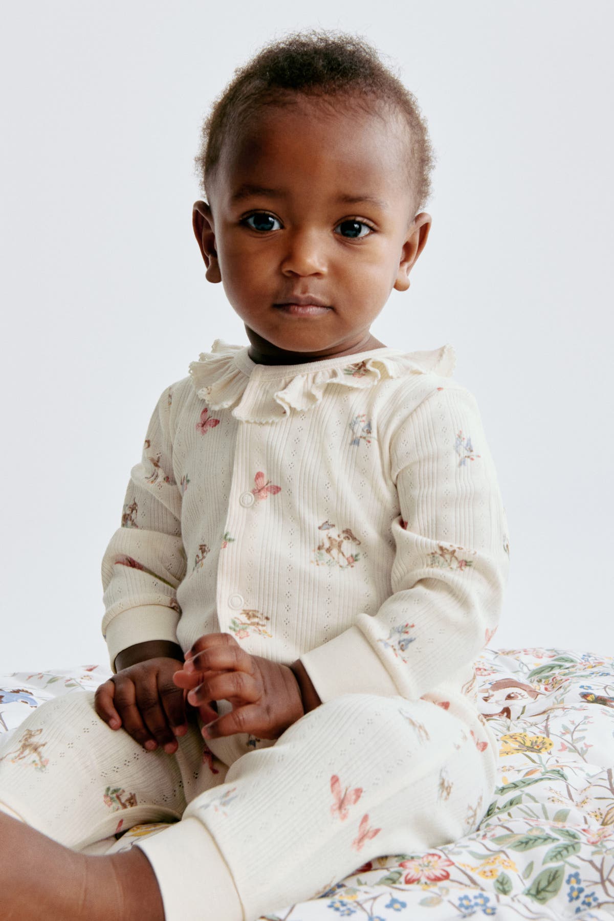 Printed pointelle sleepsuit
