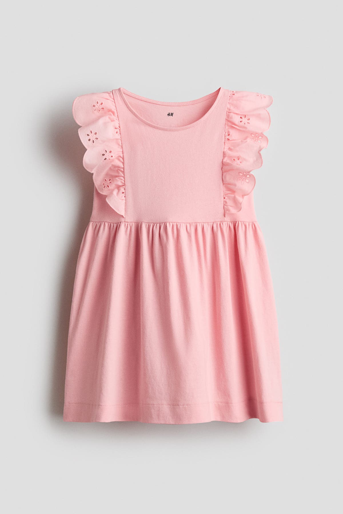 Flounce-trimmed cotton dress