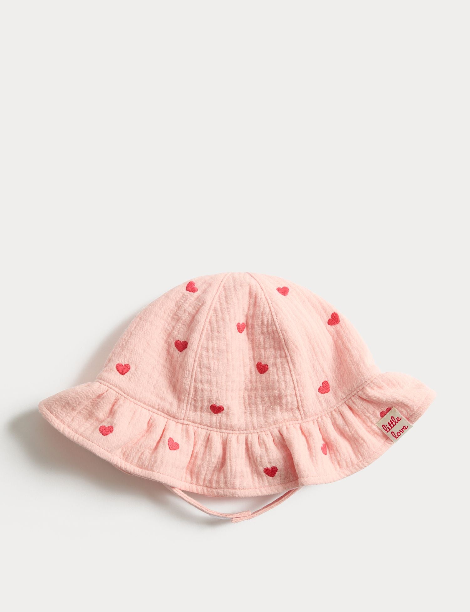 Pure Cotton Embroidered Heart Sun Hat (0-3 Yrs) - PINK MIX / 0-3 Months