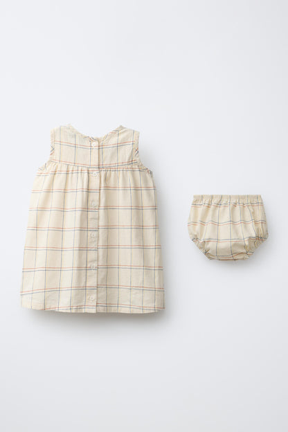 EMBROIDERED CHECK DRESS AND BRIEFS