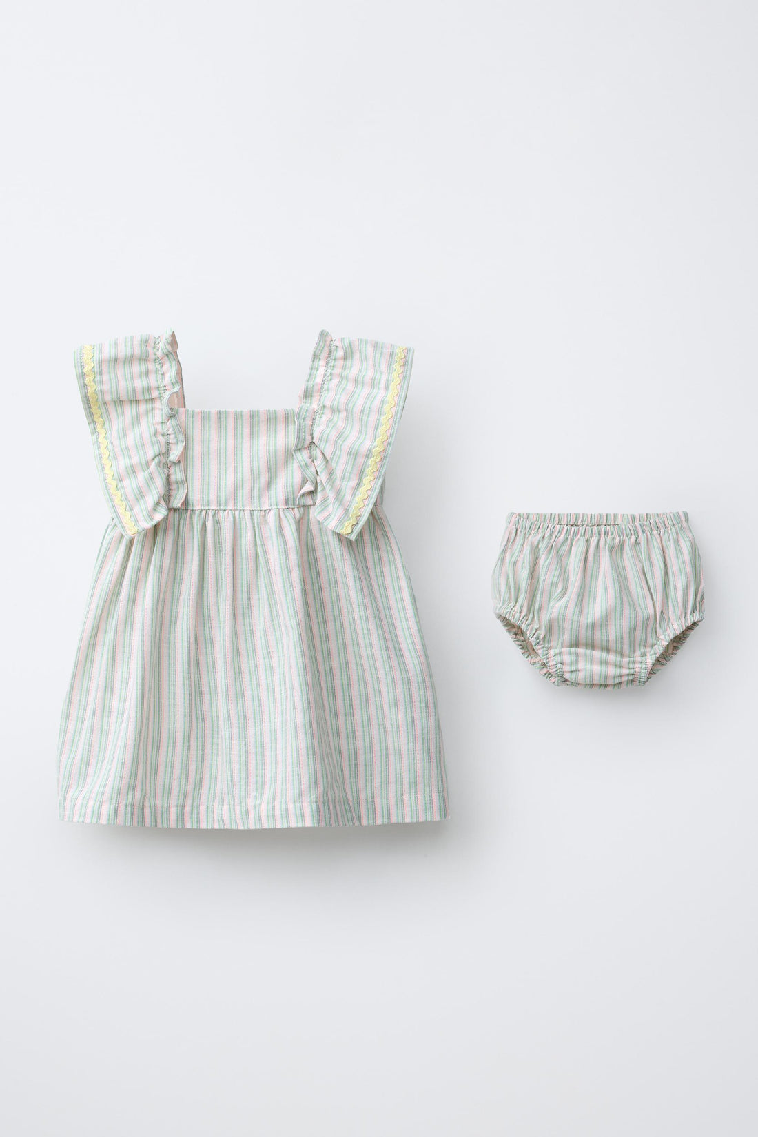 WAVY TRIM DRESS AND BRIEFS - Sea green / 12-18 months (86 cm)