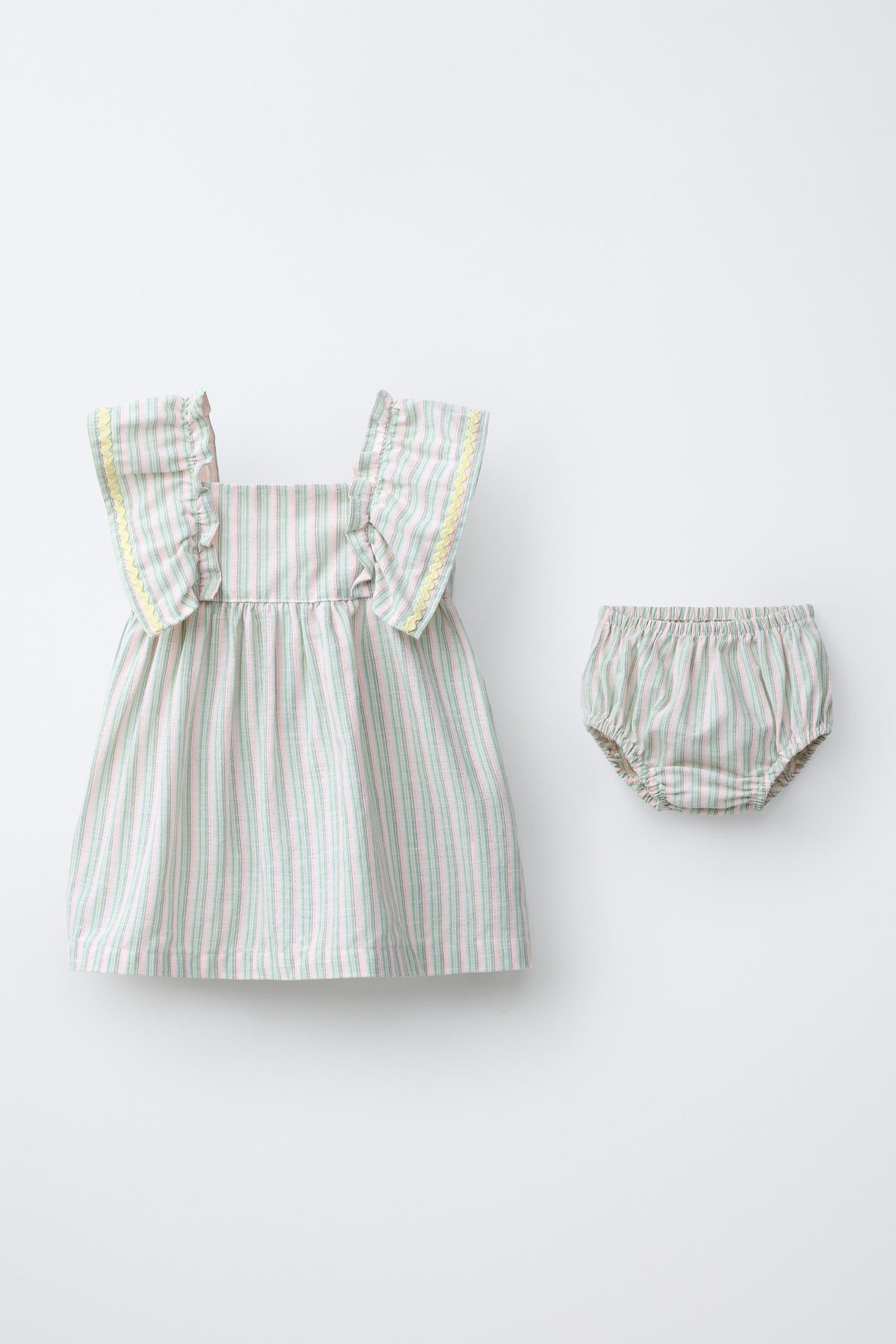 WAVY TRIM DRESS AND BRIEFS - Sea green / 12-18 months (86 cm)