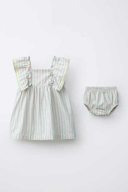 WAVY TRIM DRESS AND BRIEFS - Sea green / 12-18 months (86 cm)