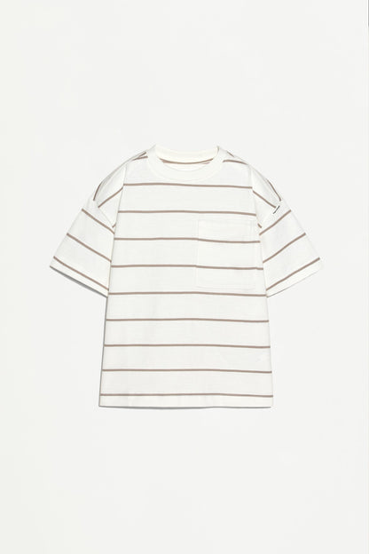 Striped heavy jersey T-shirt - MINK / 11-12 years