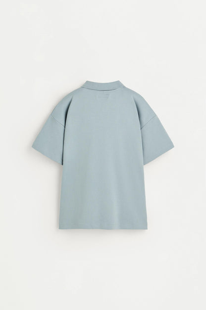 Interlock polo shirt with text