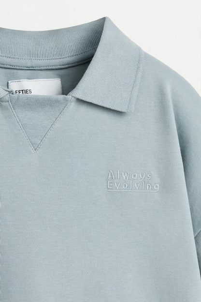 Interlock polo shirt with text