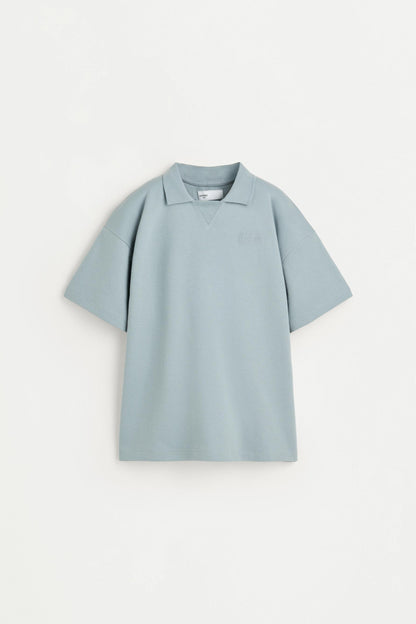 Interlock polo shirt with text