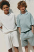 Interlock polo shirt with text - STEEL BLUE / 11-12 years