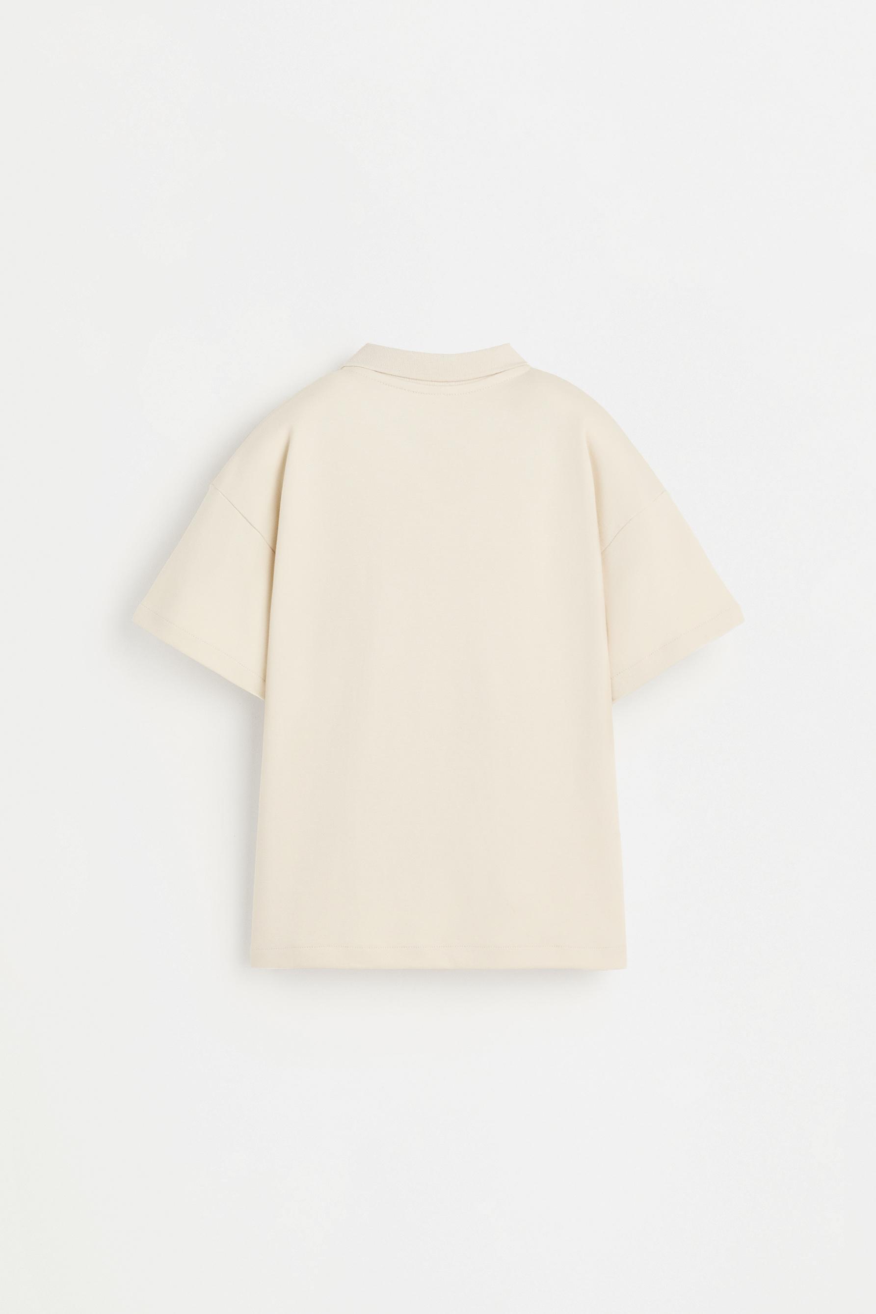 Interlock polo shirt with text