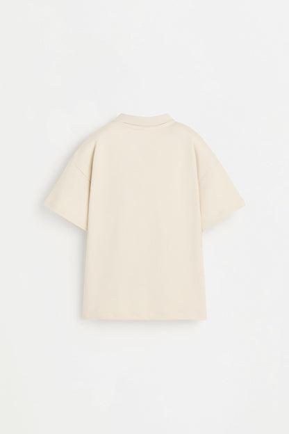 Interlock polo shirt with text