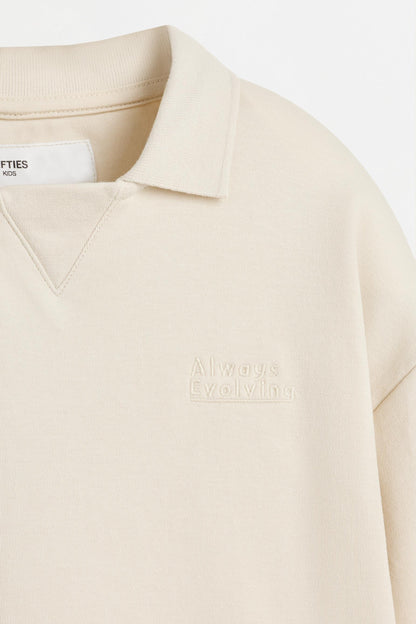 Interlock polo shirt with text