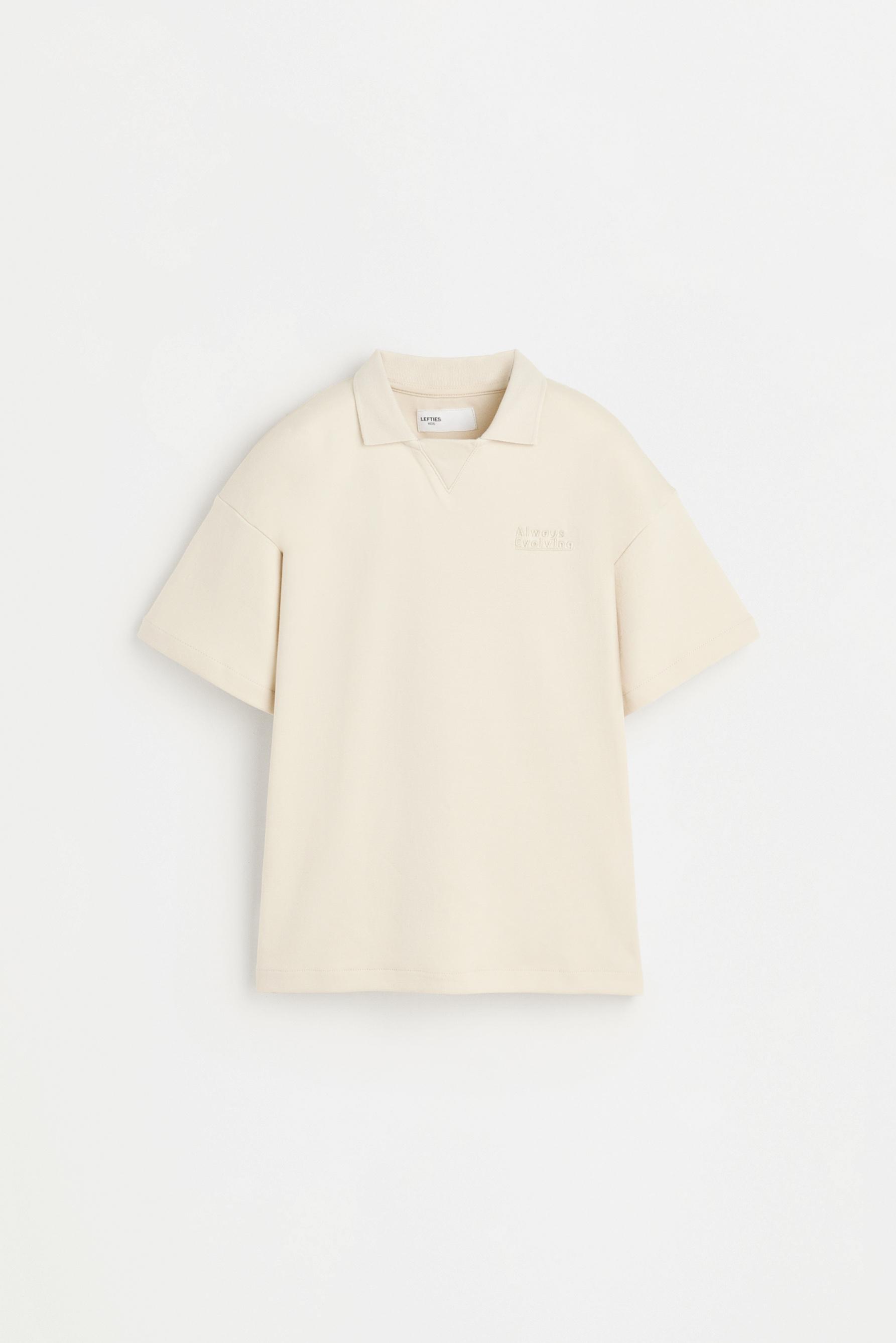 Interlock polo shirt with text