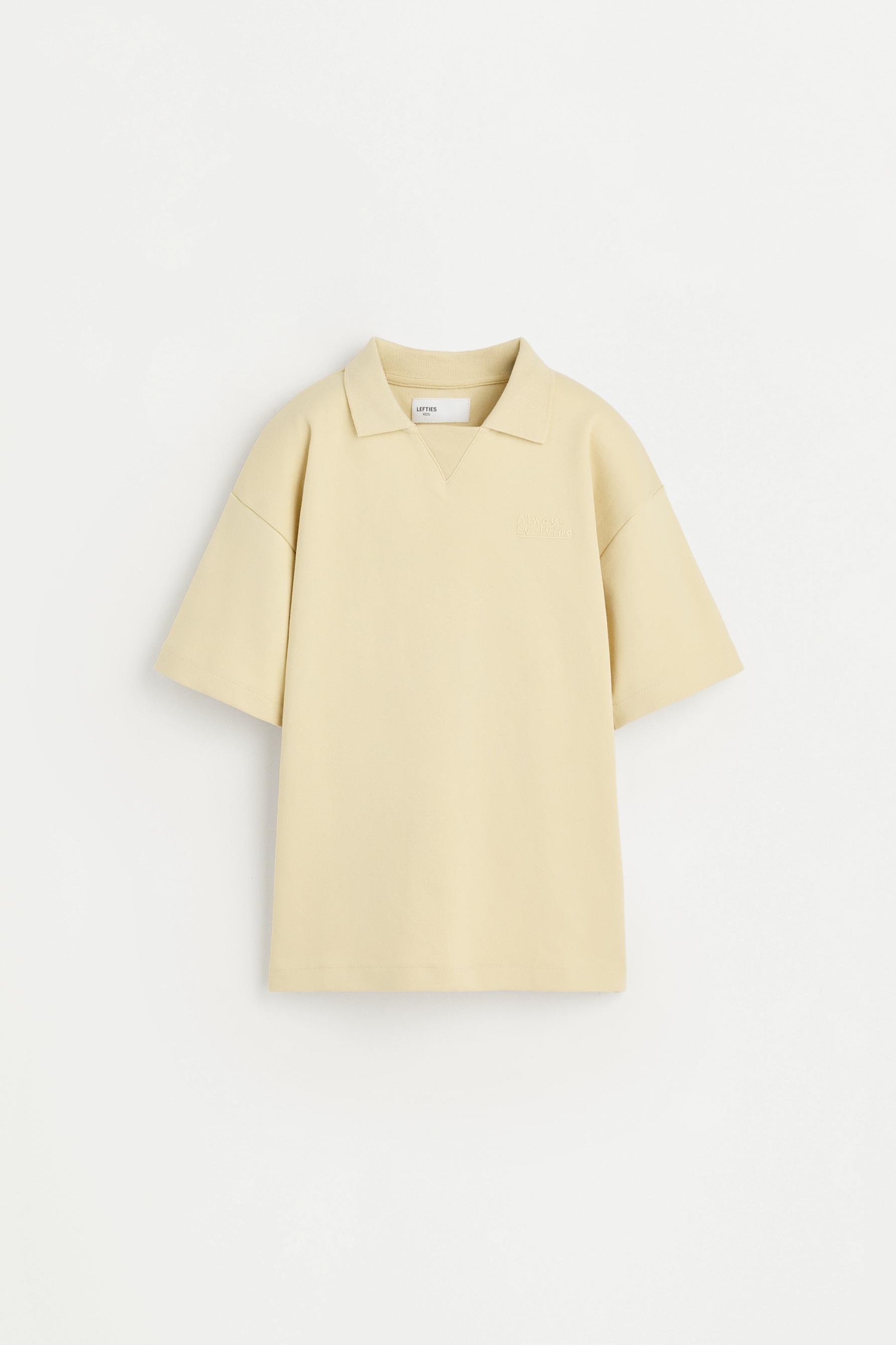 Interlock polo shirt with text