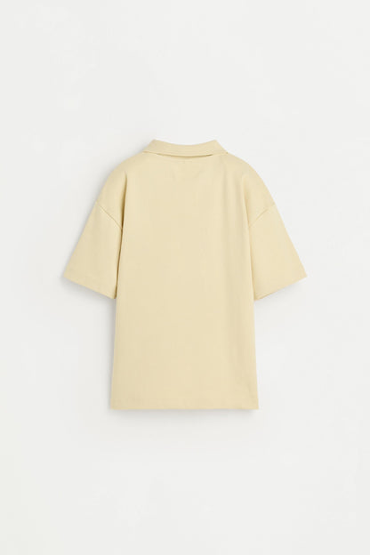 Interlock polo shirt with text