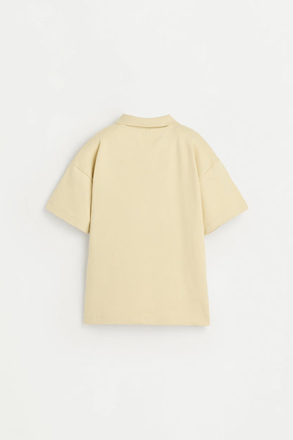 Interlock polo shirt with text