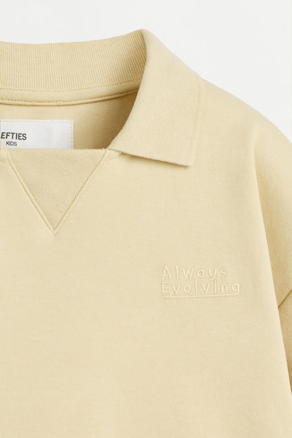 Interlock polo shirt with text
