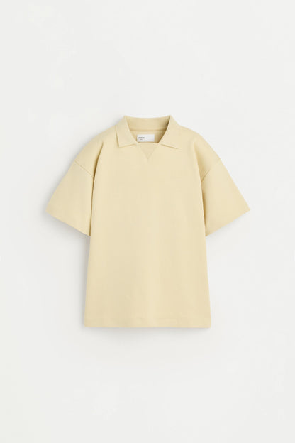 Interlock polo shirt with text