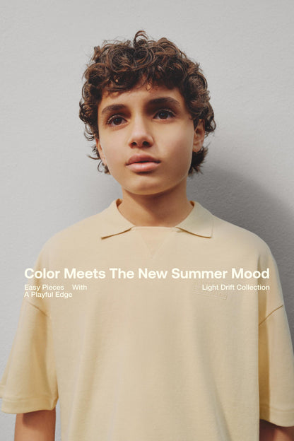 Interlock polo shirt with text