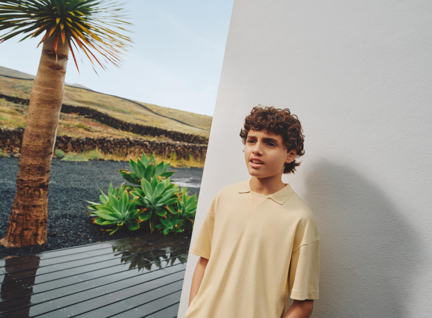 Interlock polo shirt with text