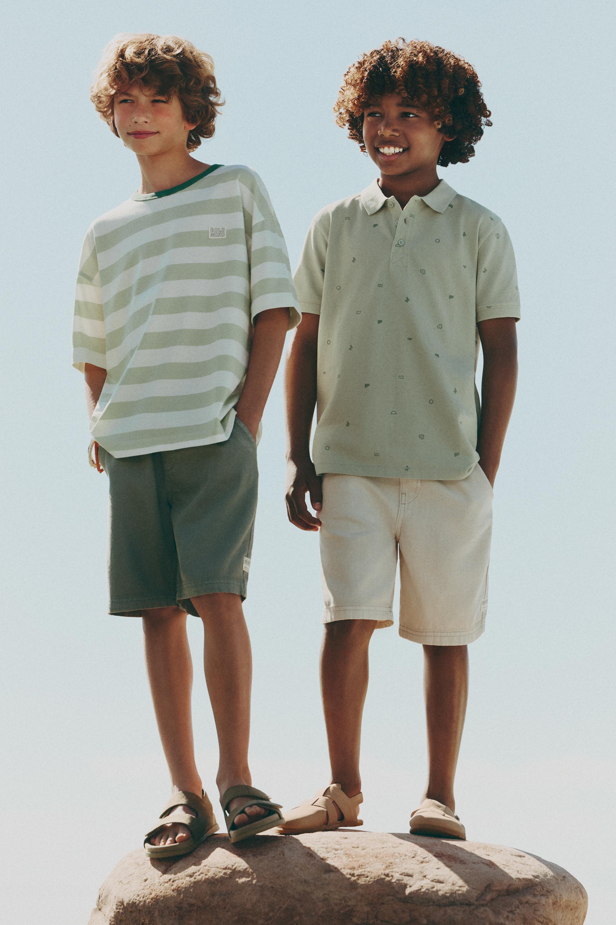 Striped T-shirt - PALE GREEN / 11-12 years