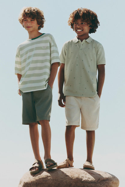Striped T-shirt - PALE GREEN / 11-12 years